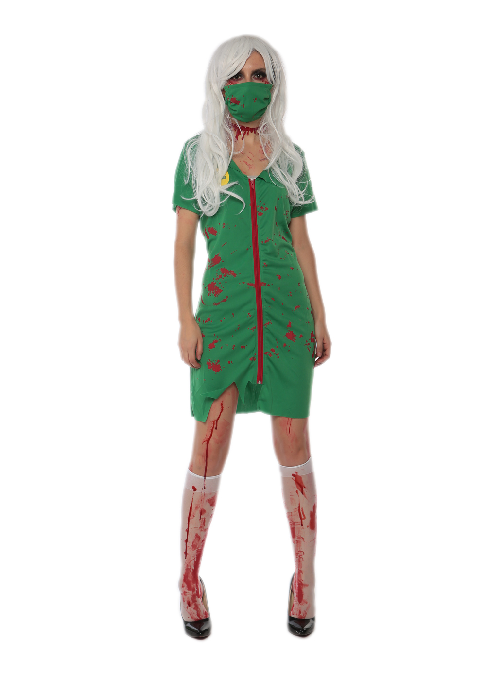 F1720 halloween green zombie costume,it comes with dress,mask